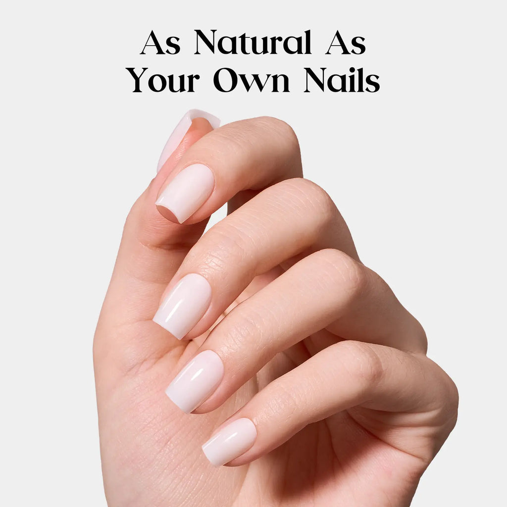 Press On Nails 32Pcs — Milky White, 16 Sizes, Glue Included, Reusable