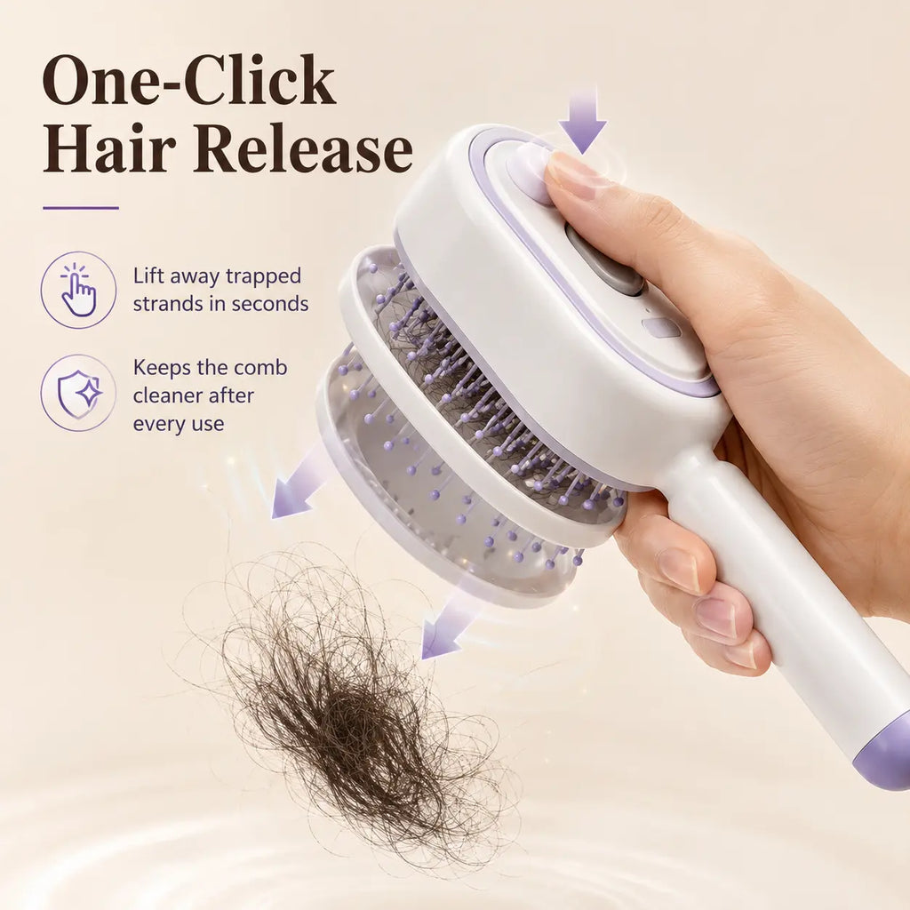 Electric Spray Hair Brush — Scalp Massage, Anti-Tangle, Anti-Static, Self-Cleaning