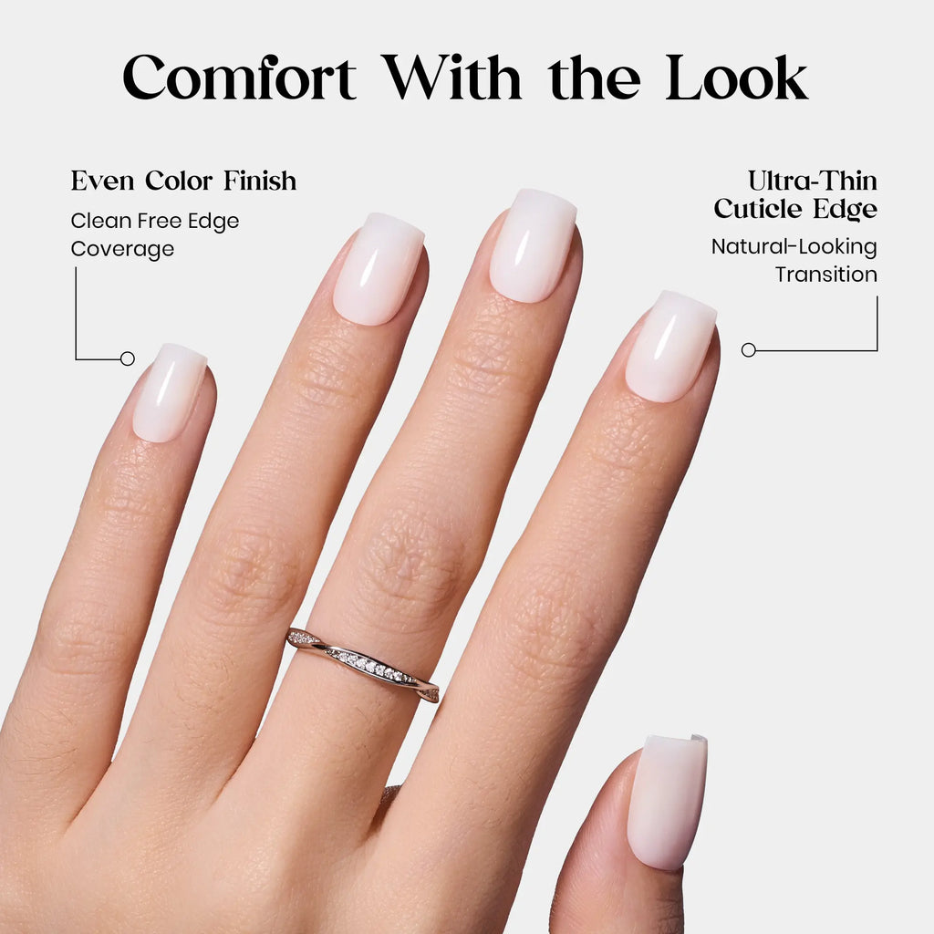 Press On Nails 32Pcs — Milky White, 16 Sizes, Glue Included, Reusable