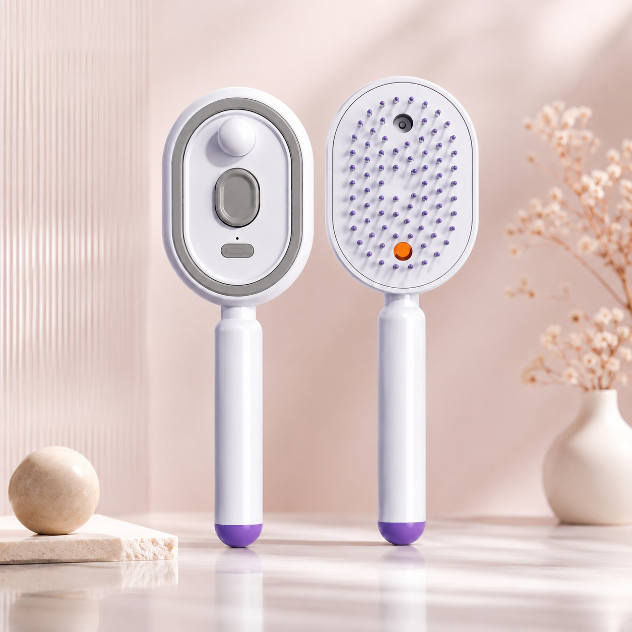 Electric Spray Hair Brush — Scalp Massage, Anti-Tangle, Self-Cleaning