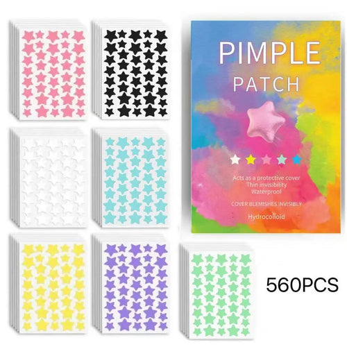 560Pcs Star Hydrocolloid Acne Patches — 7 Colors, Invisible Blemish Spot Stickers